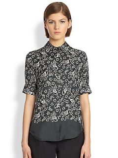 Marc Jacobs Volcano Silk Twill Top   Forest