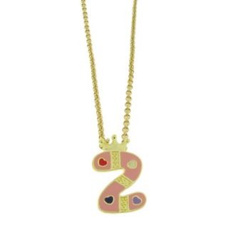 Lily Nily 18k Gold Overlay Enamel Initial Pendant Z   Pink