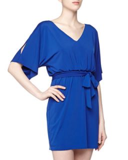 Jersey Cold Shoulder Dress, Mirage Blue