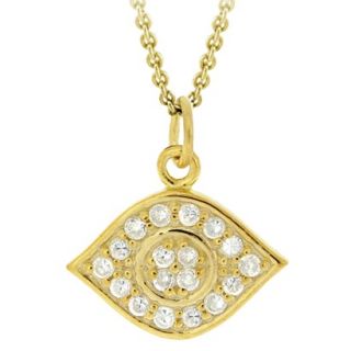 Gold Over Sterling Silver Evil Eye Mini Cubic Zirconia Pave Pendant