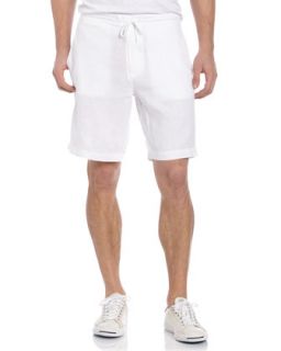 Linen Drawstring Shorts, White