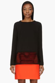 T By Alexander Wang Black Terry And Mesh Overlong Sweatshirt