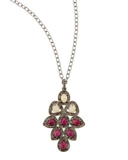 Ruby, Opal & Champagne Diamond Pendant Necklace