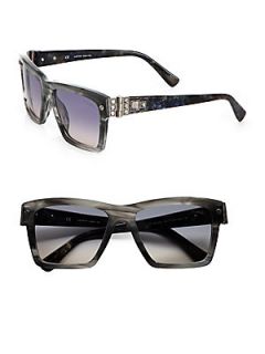 Lanvin Square Swarovski Crystal Trim Wayfarer Inspired Sunglasses   Grey