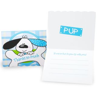 Playful Puppy Blue Thank You Notes