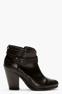 Rag And Bone Black Croc_embossed Leather Harrow Ankle Boots