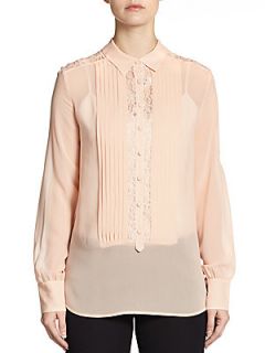 Silk Lace & Pleated Blouse