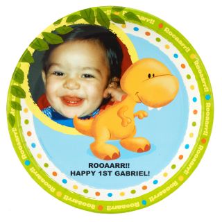Little Dino 1st Birthday Personalized Dinner Plates