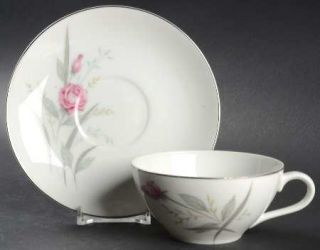 Fine China of Japan Windsor Rose Flat Cup & Saucer Set, Fine China Dinnerware  