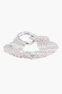 Arielle De Pinto Silver Microchain Lattice Bracelet