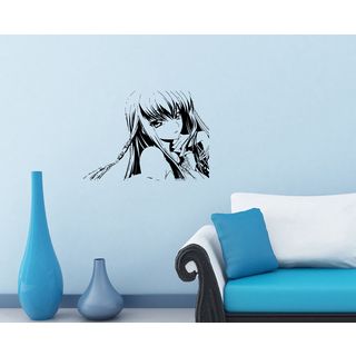 Japanese Manga Long Hair Girl Vinyl Decal Sticker (Glossy blackEasy to apply, instructions includedDimensions 25 inches wide x 35 inches long )