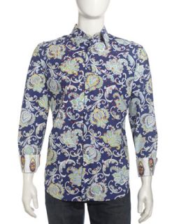 Paisley Embroidered Sport Shirt, Multicolor