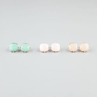 3 Pair Facet Stone Earrings Multi One Size For Women 228406957