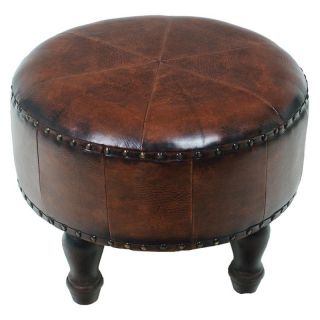 Seville 20 in. Round Faux Leather Stool Dark Chocolate   YWLF 2524/DC