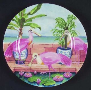 American Atelier Marsh Birds Salad Plate, Fine China Dinnerware   Pink Birds, Wa