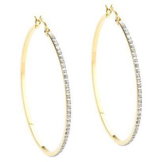 18Kt. Gold Over Sterling Silver Diamond Accent Large Round Hoop Earrings  