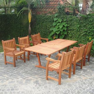 English Garden Rectangular Extension Table Outdoor Dining Set   Seats 6