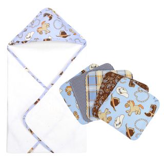 Trend Lab Cowboy Hooded Towel And Wash Cloth 6 piece Set