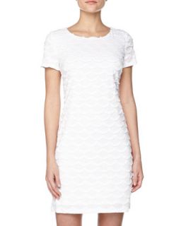Short Sleeve Scalloped Dress, Whitewash