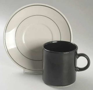 Nikko Black Triad Flat Cup & Saucer Set, Fine China Dinnerware   Tablemates, Bla