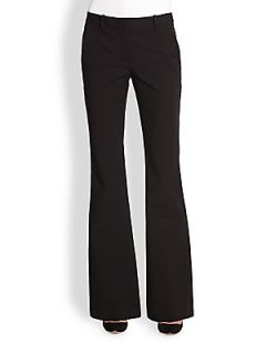 Theory Fiola Checklist Stretch Cotton Flared Pants   Black