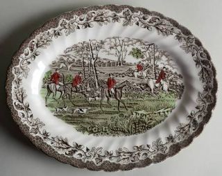 Myott Staffordshire Country Life Brown/Multicolor 11 Oval Serving Platter, Fine