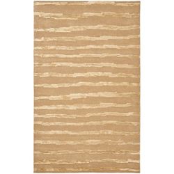 Handmade Soho Stripes Beige/ Gold N. Z. Wool Rug (36 X 56)