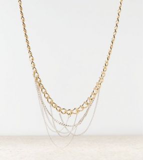 Gold AEO Draping Chain Necklace, Womens One Size