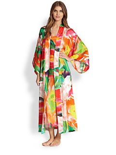 Natori Garbo Floral Print Long Robe   Color