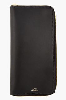 A.p.c. Black Leather Compagnone Travel Wallet