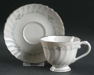 Syracuse Sweetheart Footed Cup & Saucer Set, Fine China Dinnerware   Silhouette,