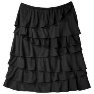 Merona Womens Knit Ruffle Skirt   Black   L
