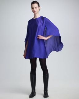 Silk Cape Sleeve Dress