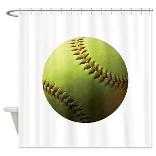  Yellow Softball Shower Curtain  Use code FREECART at Checkout
