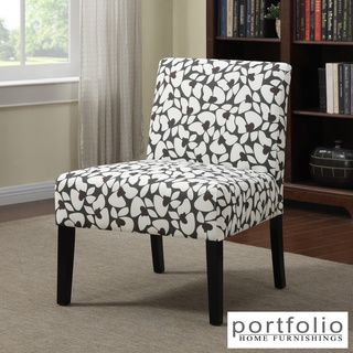 Portfolio Niles Charcoal Gray Modern Floral Armless Accent Chair