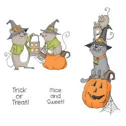 Art Impressions Halloween Cling Rubber Stamp Set  Mice And Sweet
