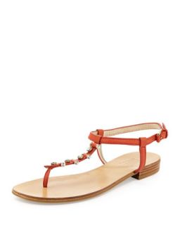 Bayou Leather T Strap Sandal, Persimmon