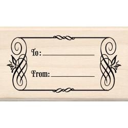 Inkadinkado To And From Tag Mounted Rubber Stamp (WoodHardwood base with an indexed edge to make the stamp easier to holdPrecisely cut deeply etched rubber design layerLeaves clear, crisp, highly detailed images on most surfacesMaterials Wood, rubberDime