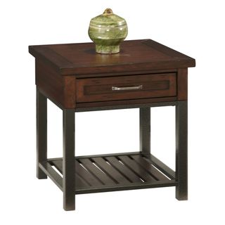 Cabin Creek End Table (ChestnutMaterials Poplar solids and mahogany veneersFinish Multi step chestnut Dimensions 24 inches high x 23.75 inches wide x 26 inches deepNumber of shelves One (1) Number of drawers/compartments One (1) Model 5411 20Assembl