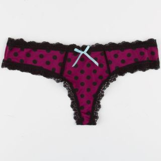 Lace Trim Polka Dot Thong Purple In Sizes Small, Medium, Large For Women 228971