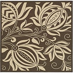 Indoor/ Outdoor Andros Chocolate/ Natural Rug (67 Square)
