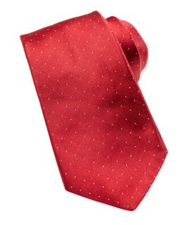 Micro Dot Pattern Silk Tie, Red