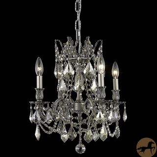 Christopher Knight Home Zurich 4 light Royal Cut Gold Crystal And Pewter Chandelier (Crystal and AluminumFinish PewterNumber of lights 4Requires four (4) 60 watt max bulb (not included)Bulb type E12, 110V 125V5 feet of chain/wire includedDimensions 17