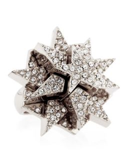 Pave Layered Star Ring, White Golden, Size 6