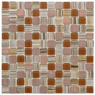 Somertile 11.5x11.5 inch Chroma Square Cocoa Glass And Stone Mosaic Tiles (set Of 10)