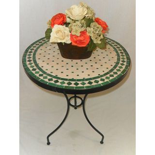 Iron Green And Natural Mosaic Table (morocco)