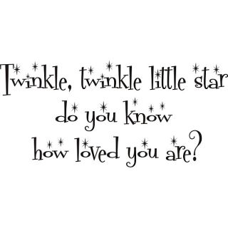 Twinkle Little Star Vinyl Wall Art Quote (MediumSubject OtherMatte Black vinylImage dimensions 10 inches high x 22 inches wideThese beautiful vinyl letters have the look of perfectly painted words right on your wall. There isnt a background included; j