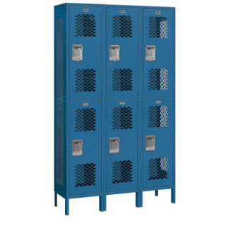 Salsbury Industries Assembled Extra Wide Vented Double Tier 3 Wide Locker  8236