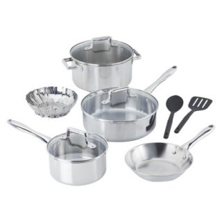 T fal 10 Piece Stainless Steel Copper Bottom Cook Set
