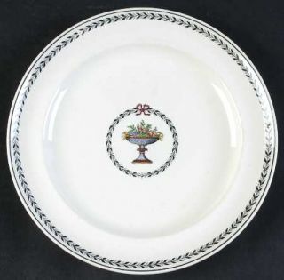 Spode Chaplet (Black Trim) Luncheon Plate, Fine China Dinnerware   Fruit Urn Cen